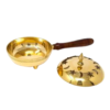 10" Brass Cauldron / Burner with Lid and Wood Handle - Image 2
